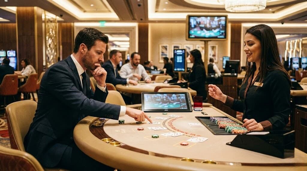 Ilustrasi strategi bermain Blackjack Live Casino di Dewiku88